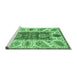 Sideview of Machine Washable Abstract Emerald Green Modern Area Rugs, wshabs3537emgrn