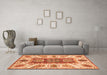 Machine Washable Abstract Orange Modern Area Rugs in a Living Room, wshabs3537org