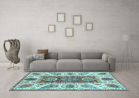 Machine Washable Abstract Light Blue Modern Rug, wshabs3537lblu