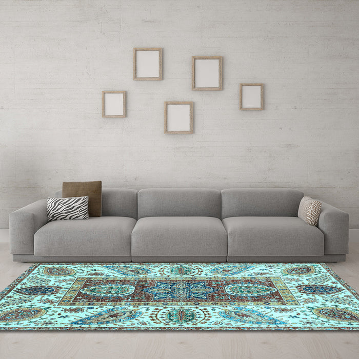 Machine Washable Abstract Light Blue Modern Rug in a Living Room, wshabs3537lblu