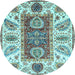 Round Abstract Light Blue Modern Rug, abs3537lblu