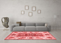 Machine Washable Abstract Red Modern Rug, wshabs3537red