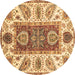 Round Abstract Brown Modern Rug, abs3537brn