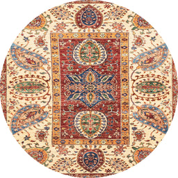 Round Machine Washable Abstract Chestnut Red Rug, wshabs3537