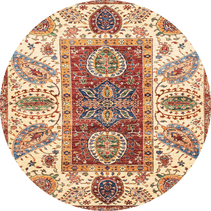 Round Machine Washable Abstract Chestnut Red Rug, wshabs3537