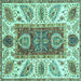 Square Abstract Turquoise Modern Rug, abs3537turq