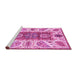 Sideview of Machine Washable Abstract Pink Modern Rug, wshabs3537pnk