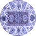 Round Abstract Blue Modern Rug, abs3537blu