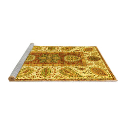 Sideview of Machine Washable Abstract Yellow Modern Rug, wshabs3537yw