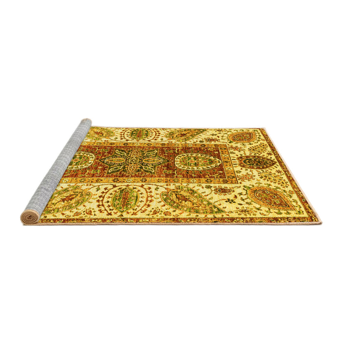 Sideview of Machine Washable Abstract Yellow Modern Rug, wshabs3537yw