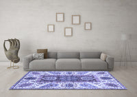 Machine Washable Abstract Blue Modern Rug, wshabs3537blu