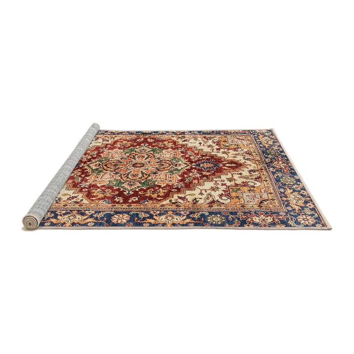 Sideview of Machine Washable Abstract Brown Red Rug, wshabs3538