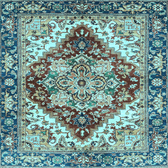 Square Machine Washable Persian Light Blue Traditional Rug, wshabs3538lblu