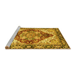 Sideview of Machine Washable Persian Yellow Traditional Rug, wshabs3538yw