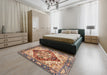 Machine Washable Abstract Brown Red Rug in a Bedroom, wshabs3538