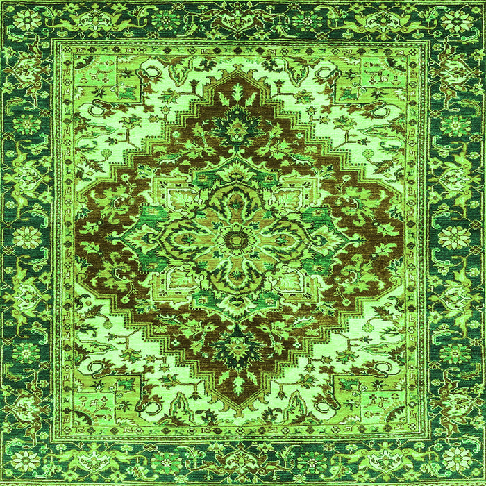 Square Machine Washable Persian Green Traditional Area Rugs, wshabs3538grn