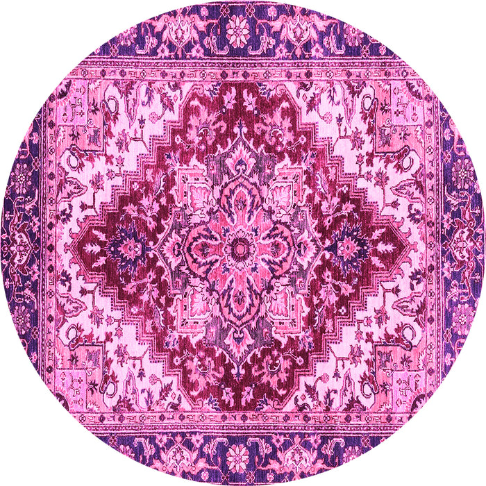 Round Machine Washable Persian Pink Traditional Rug, wshabs3538pnk