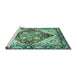 Sideview of Machine Washable Persian Turquoise Traditional Area Rugs, wshabs3538turq