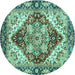 Round Persian Turquoise Traditional Rug, abs3538turq