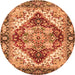 Round Machine Washable Persian Orange Traditional Area Rugs, wshabs3538org