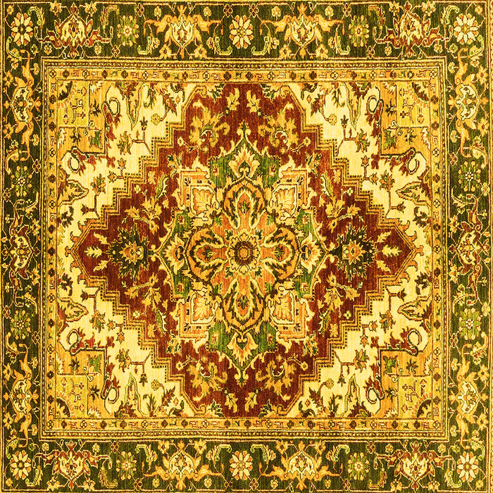 Square Machine Washable Persian Yellow Traditional Rug, wshabs3538yw