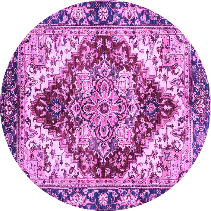 Round Persian Purple Traditional Rug, abs3538pur