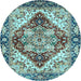 Round Persian Light Blue Traditional Rug, abs3538lblu