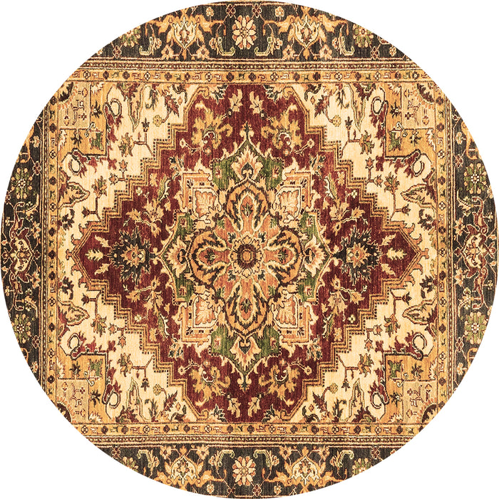 Round Persian Brown Traditional Rug, abs3538brn