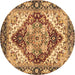 Round Persian Brown Traditional Rug, abs3538brn