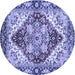 Round Machine Washable Persian Blue Traditional Rug, wshabs3538blu