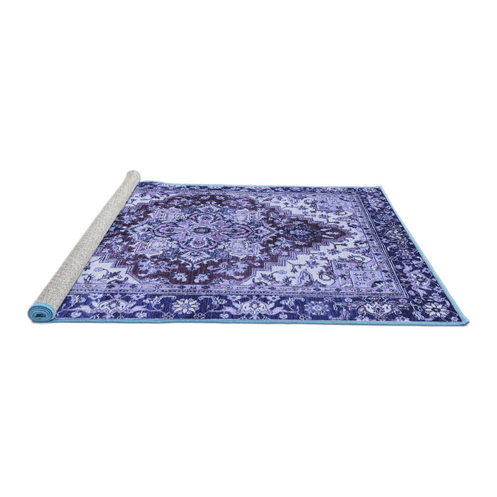 Sideview of Machine Washable Persian Blue Traditional Rug, wshabs3538blu