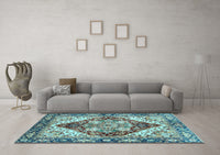 Machine Washable Persian Light Blue Traditional Rug, wshabs3538lblu