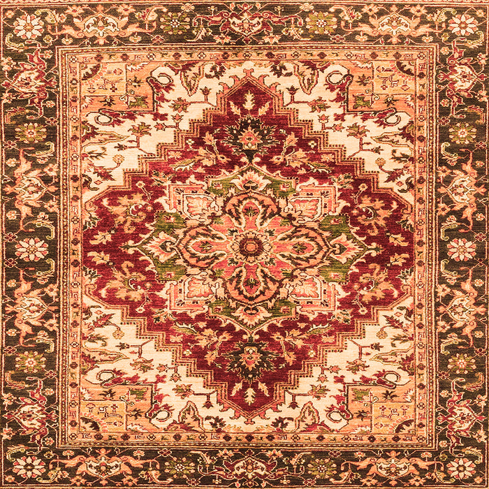 Square Machine Washable Persian Orange Traditional Area Rugs, wshabs3538org