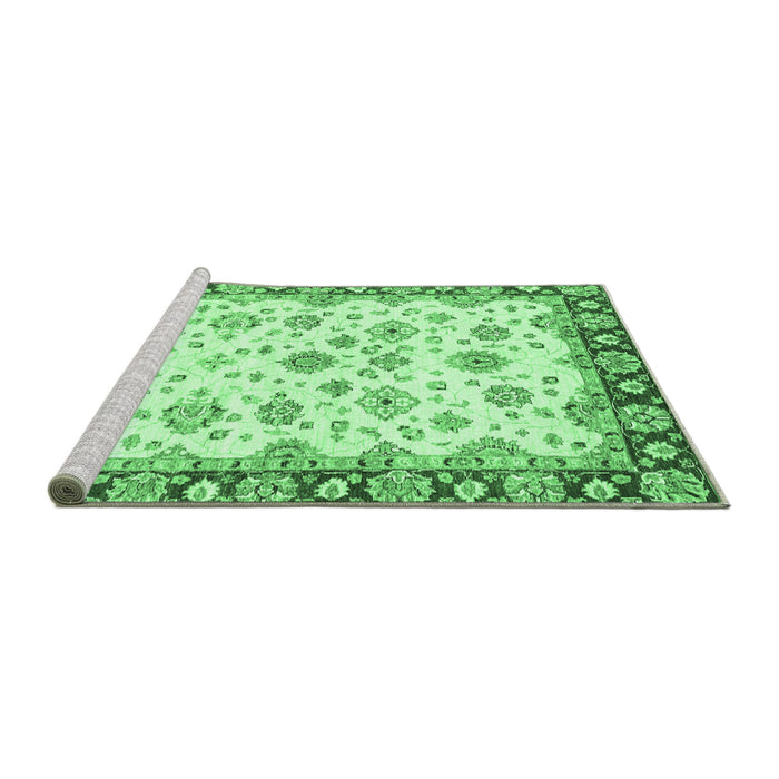 Sideview of Machine Washable Abstract Emerald Green Modern Area Rugs, wshabs3539emgrn