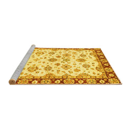 Sideview of Machine Washable Abstract Yellow Modern Rug, wshabs3539yw