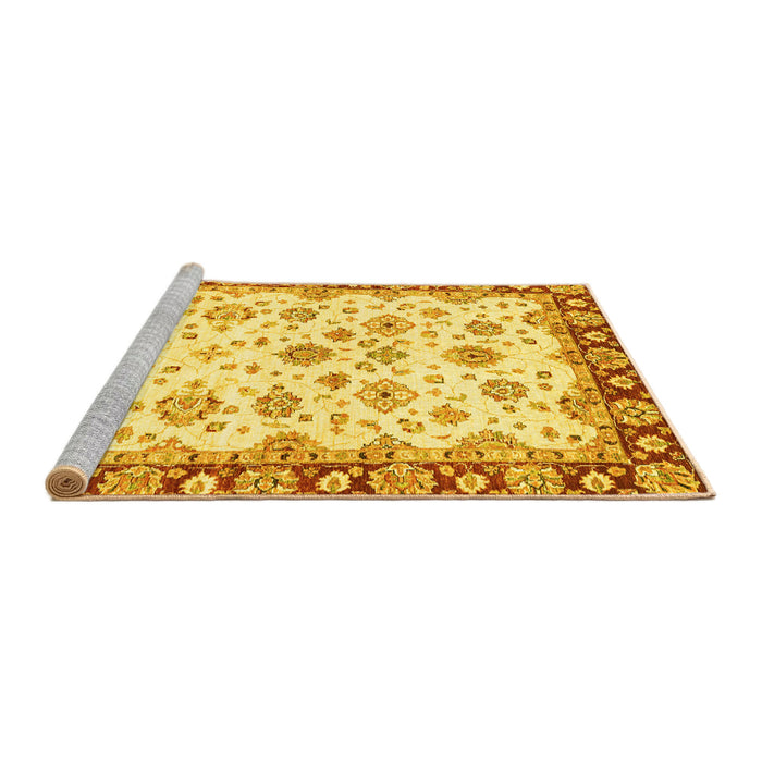 Sideview of Machine Washable Abstract Yellow Modern Rug, wshabs3539yw
