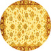 Round Machine Washable Abstract Yellow Modern Rug, wshabs3539yw