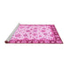 Sideview of Machine Washable Abstract Pink Modern Rug, wshabs3539pnk