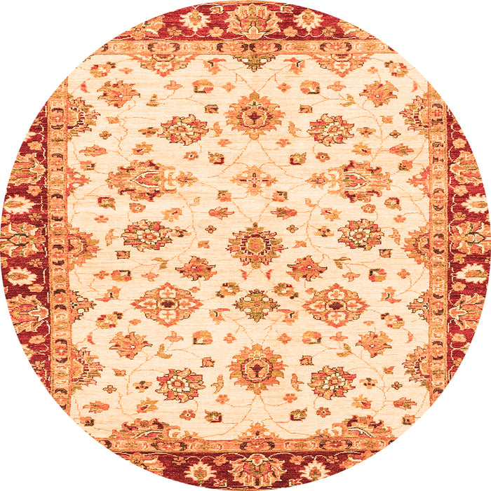 Round Abstract Orange Modern Rug, abs3539org