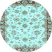 Round Machine Washable Abstract Light Blue Modern Rug, wshabs3539lblu