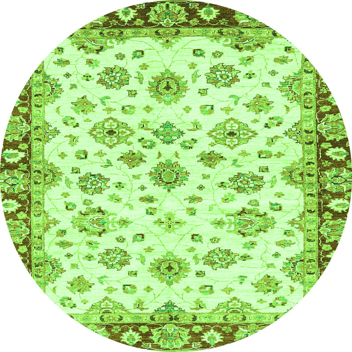 Round Abstract Green Modern Rug, abs3539grn