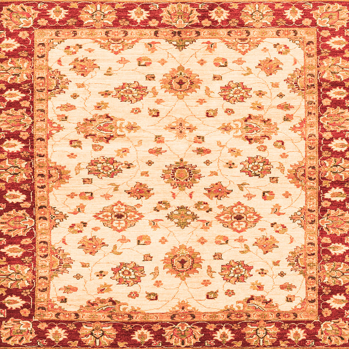 Square Machine Washable Abstract Orange Modern Area Rugs, wshabs3539org