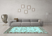 Machine Washable Abstract Light Blue Modern Rug, wshabs3539lblu