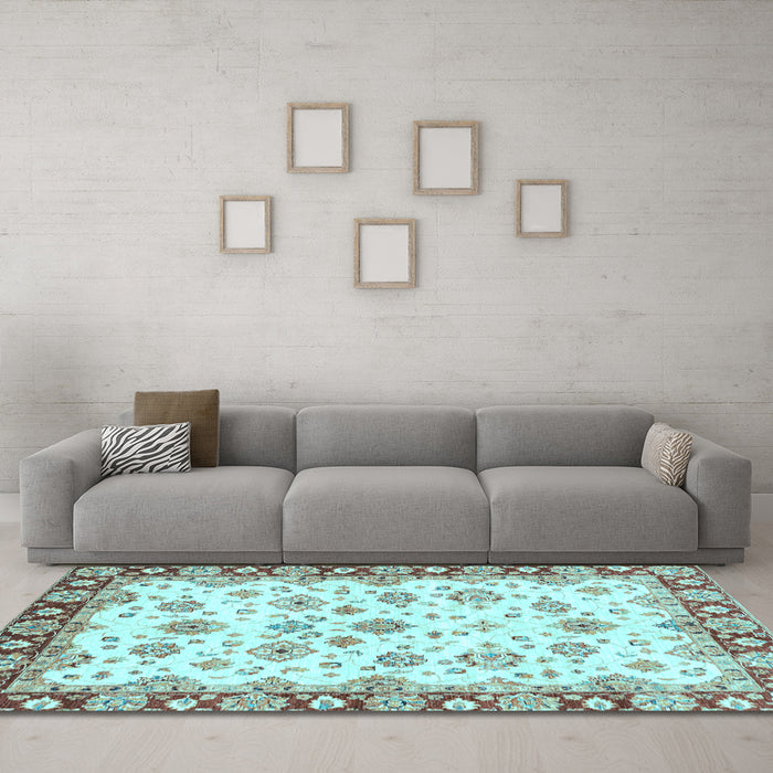 Machine Washable Abstract Light Blue Modern Rug in a Living Room, wshabs3539lblu
