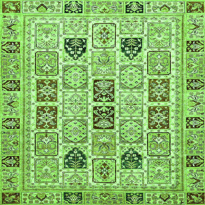 Square Machine Washable Abstract Green Modern Area Rugs, wshabs353grn