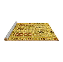Sideview of Machine Washable Abstract Yellow Modern Rug, wshabs353yw