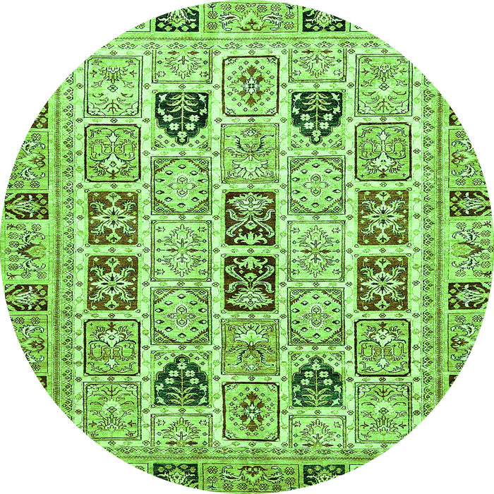 Round Abstract Green Modern Rug, abs353grn