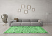 Machine Washable Abstract Emerald Green Modern Area Rugs in a Living Room,, wshabs353emgrn