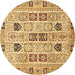 Round Machine Washable Abstract Brown Modern Rug, wshabs353brn