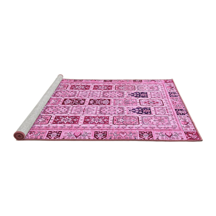 Sideview of Machine Washable Abstract Pink Modern Rug, wshabs353pnk